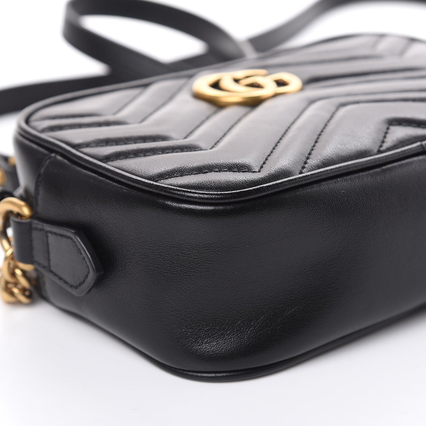 Calfskin Matelasse Mini GG Marmont Chain Shoulder Bag Black