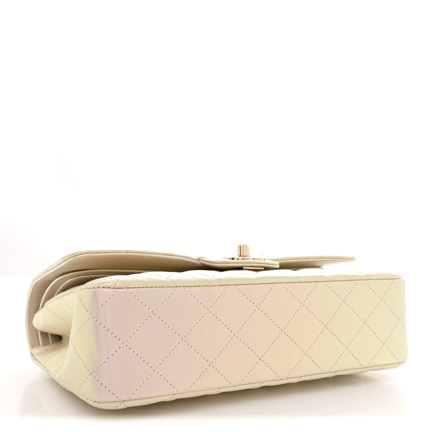 Chanel Iridescent Lambskin Quilted Medium Double Flap Ivory 4 of 11