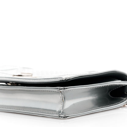 Christian Dior Metallic Patent Micro-Cannage Diorama Wallet on Chain Pouch Silver 11 of 11