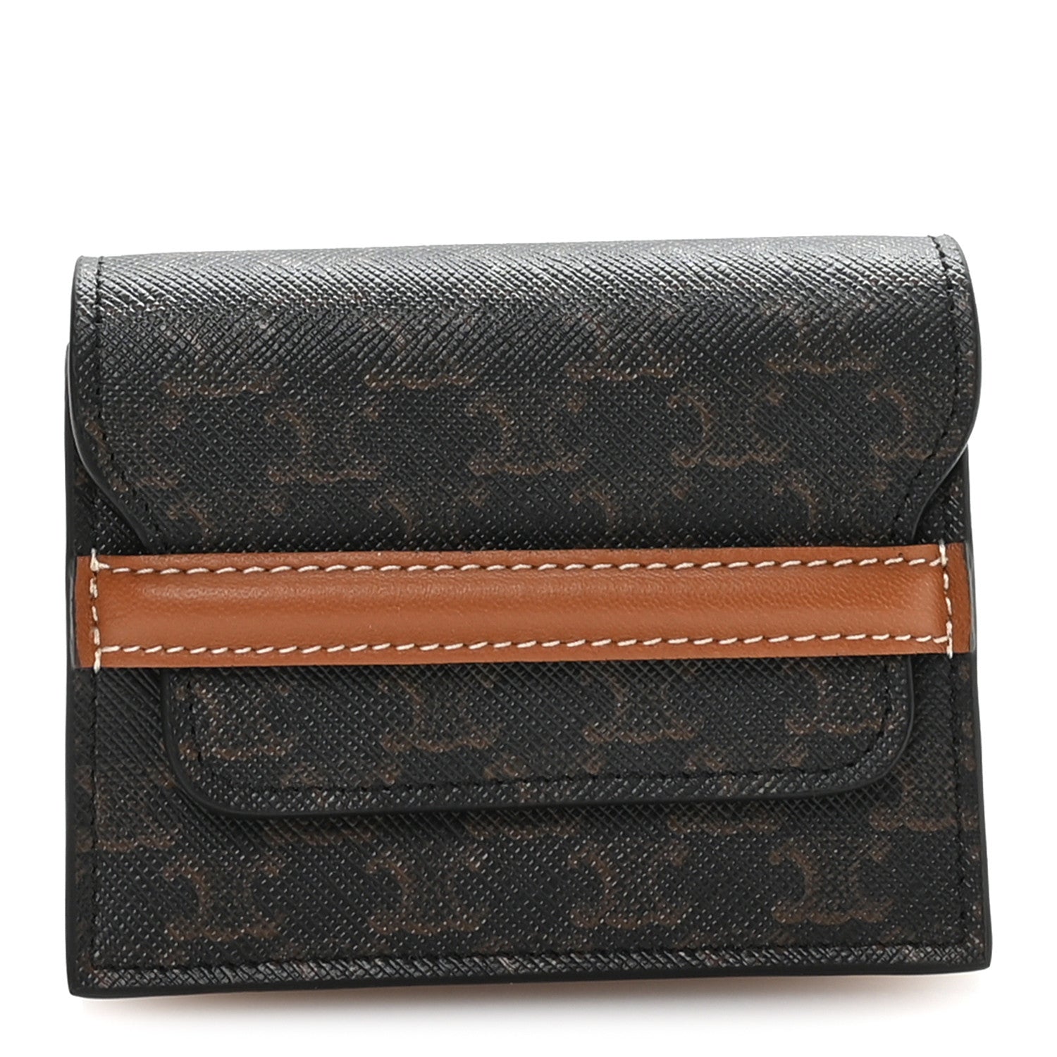Celine Triomphe Canvas Business Card Holder Tan 1 of 9