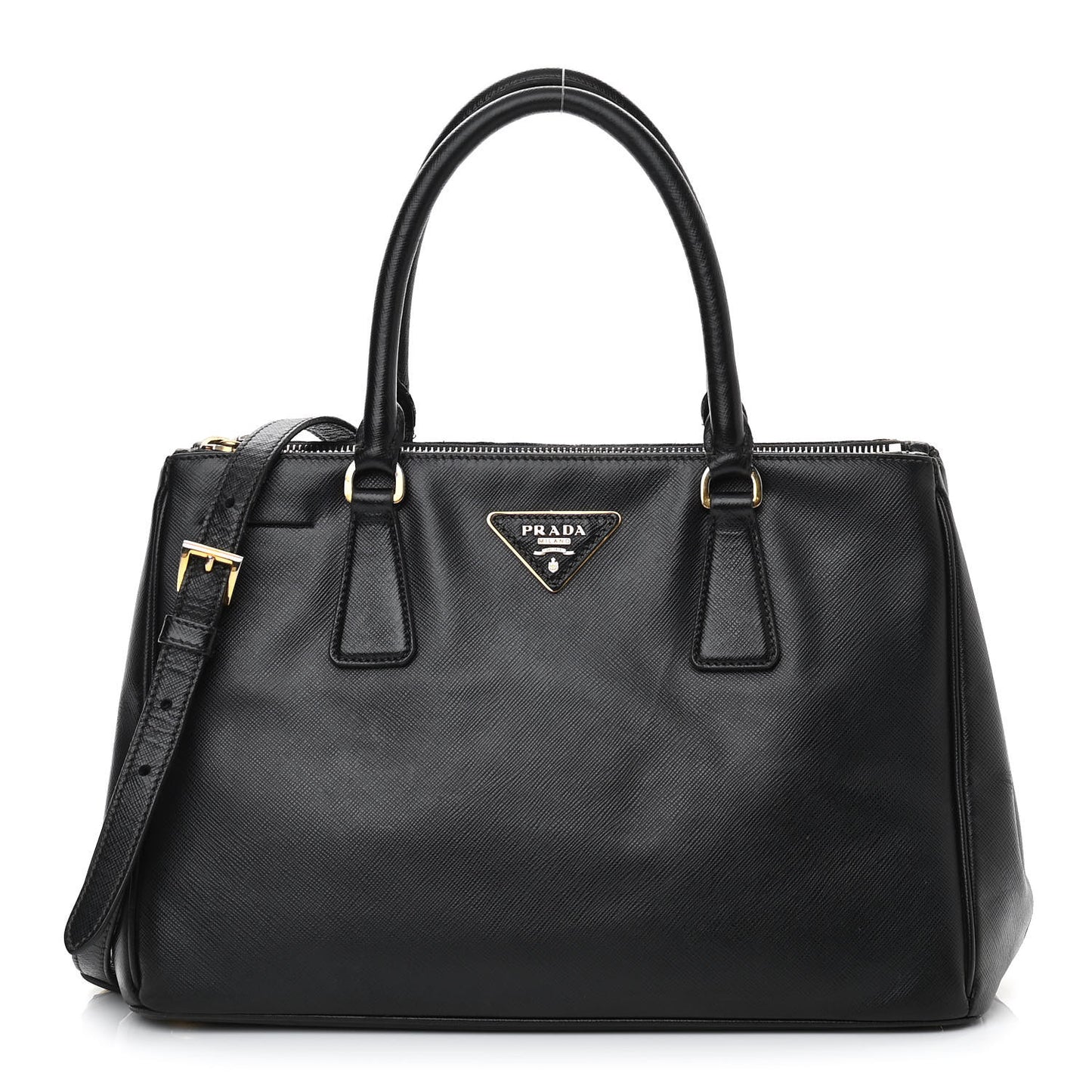 Saffiano Small Galleria Double Zip Tote Black