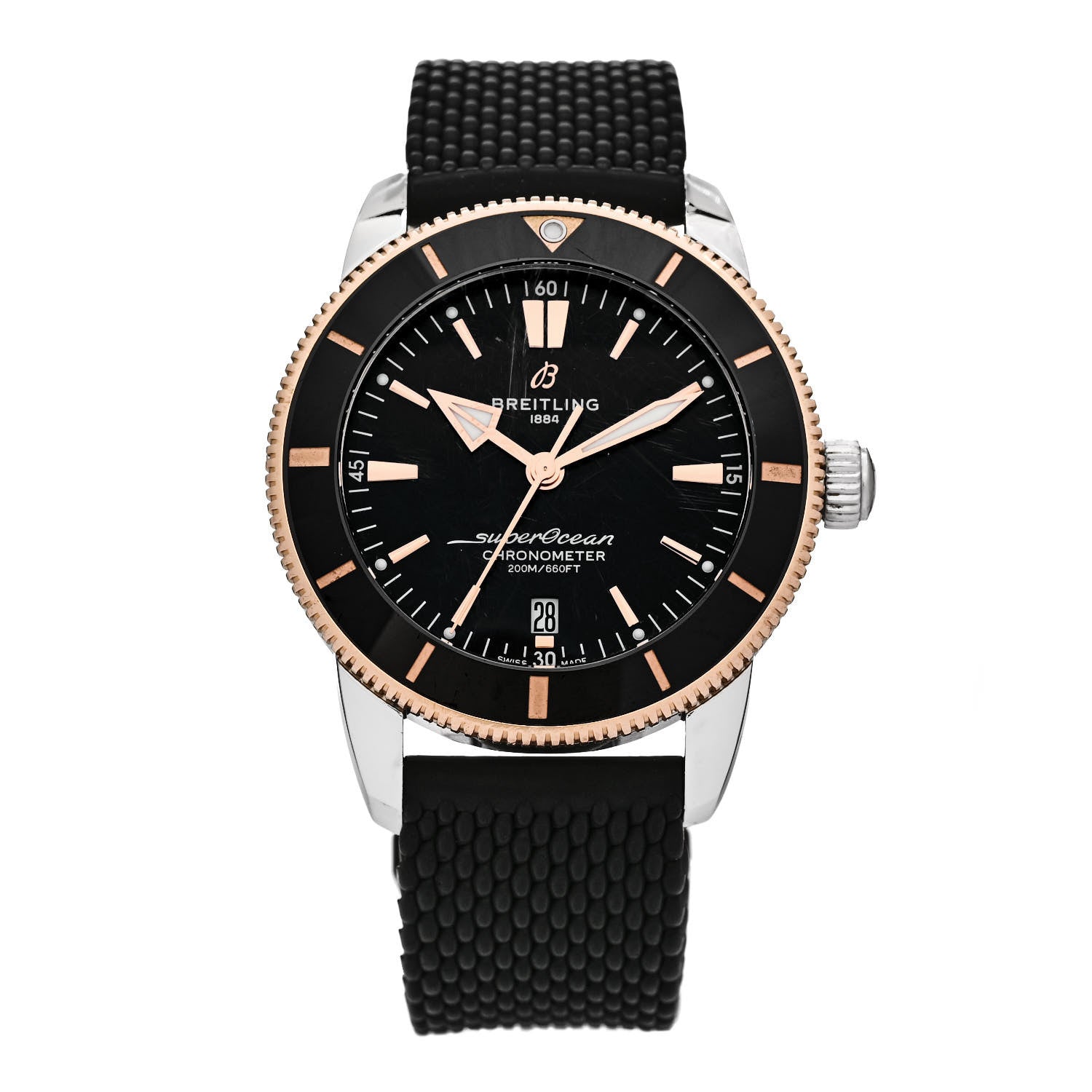 Breitling Stainless Steel 18K Rose Gold Rubber 44mm Superocean Heritage II B20 Automatic Watch Black UB2030121B1S1 1 of 4