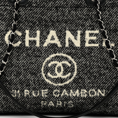 Chanel Mixed Fibers Calfskin Small Deauville Tote Black 7 of 10