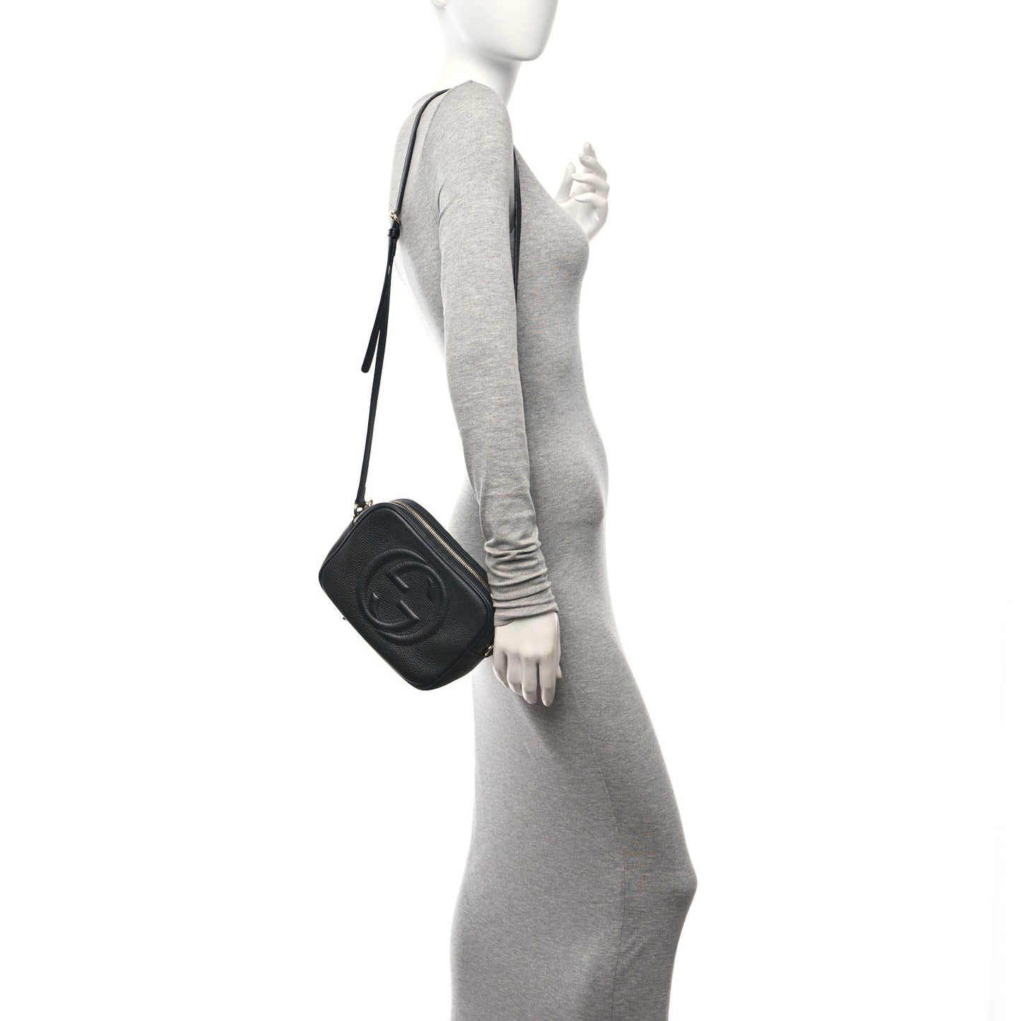 Pebbled Calfskin Small Soho Disco Bag Black