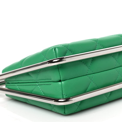 Chanel Quilted Lambskin Metal Bar Clutch Bag Green 6 of 7