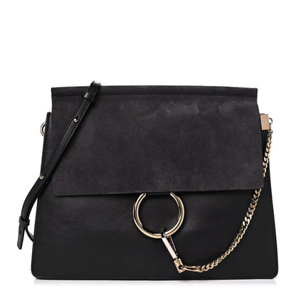 Chloe Suede Calfskin Medium Faye Shoulder Bag Carbon Grey 1 of 10