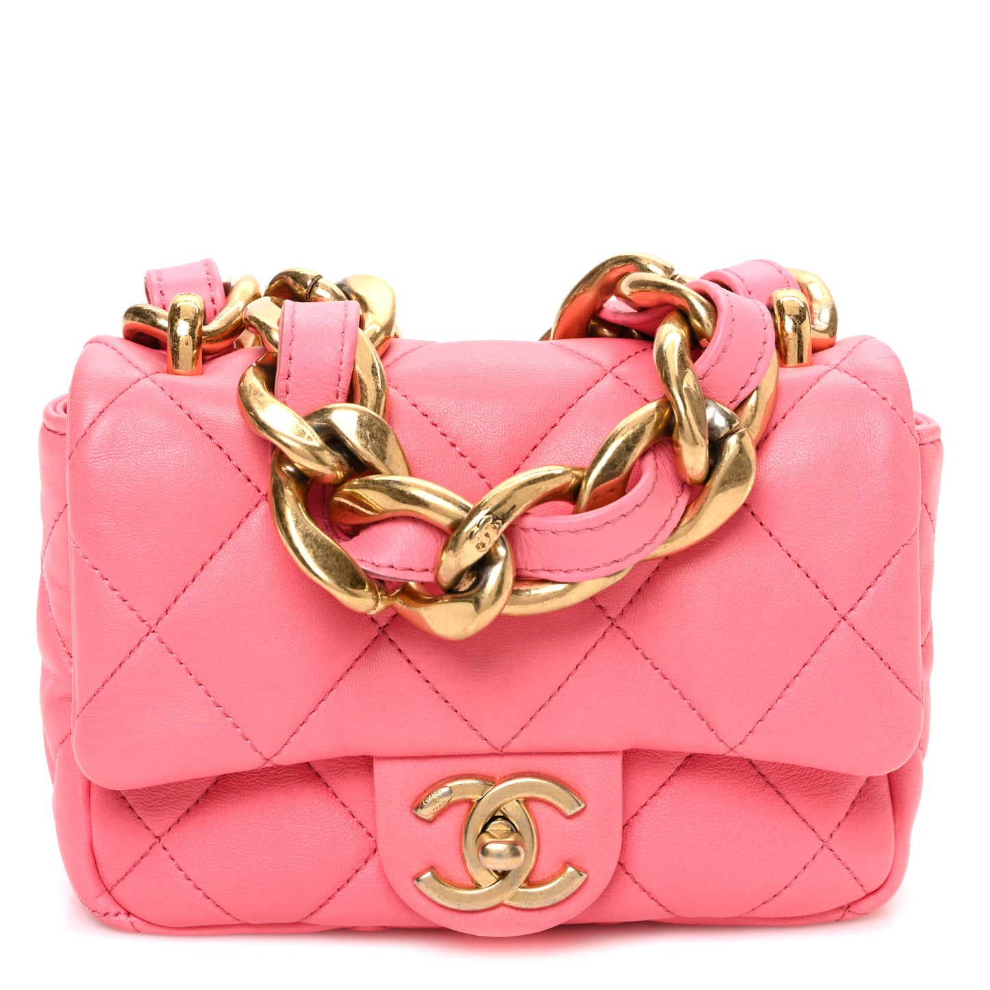 Lambskin Quilted Mini Funky Town Flap Pink