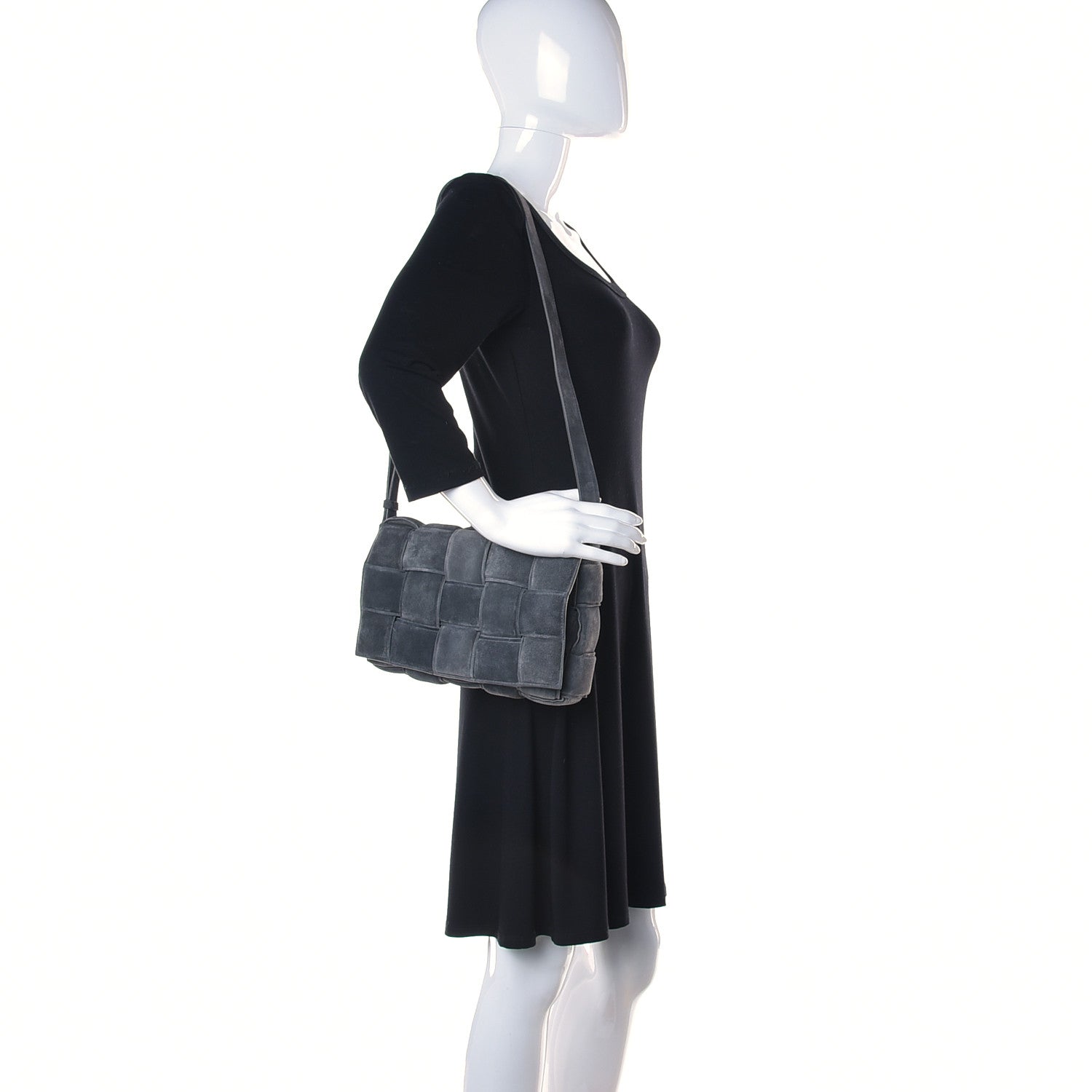 Bottega Veneta Suede Maxi Intrecciato Padded Cassette Crossbody Bag Graphite 3 of 11