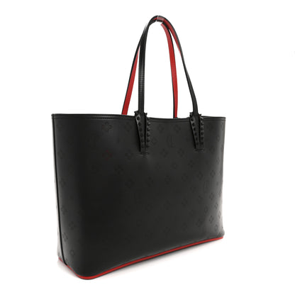Christian Louboutin Perforated Calfskin Loubinthesky East West Cabata Tote Black Red 4 of 11