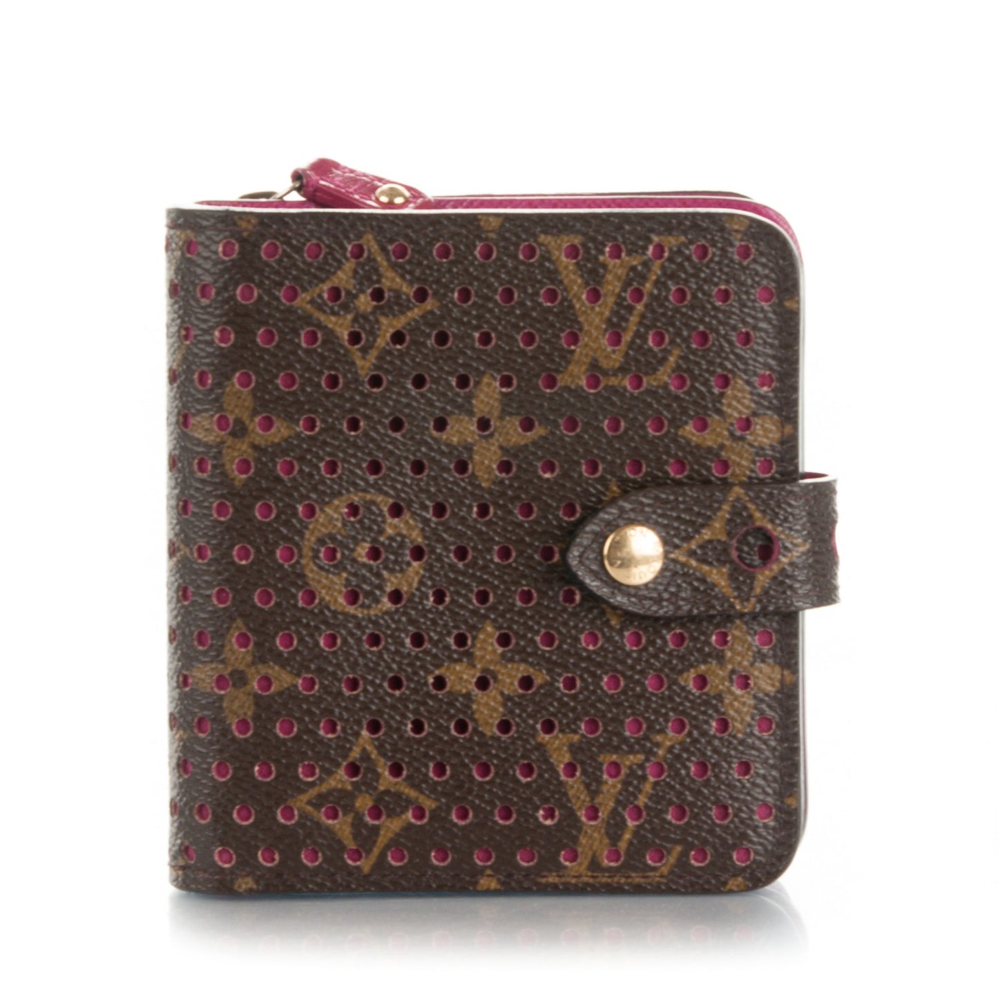 Monogram Perforated Compact Zipped Wallet Fuchsia