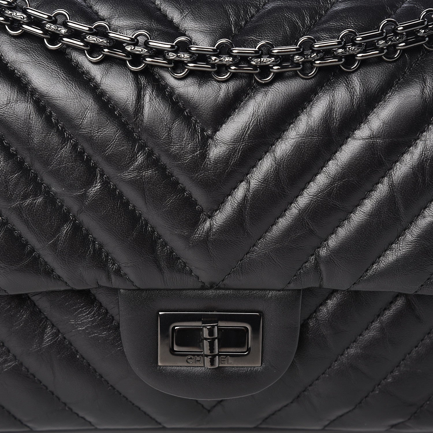 Chanel Aged Calfskin Chevron Quilted 2.55 Reissue 225 Flap So Black 11 of 12