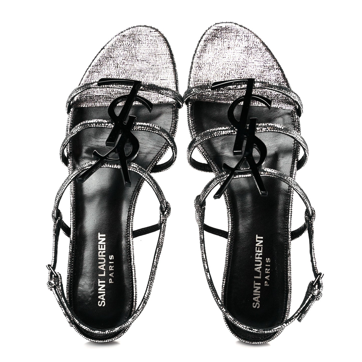 Calfskin Cassandra Monogram Sandals 37.5 Argento