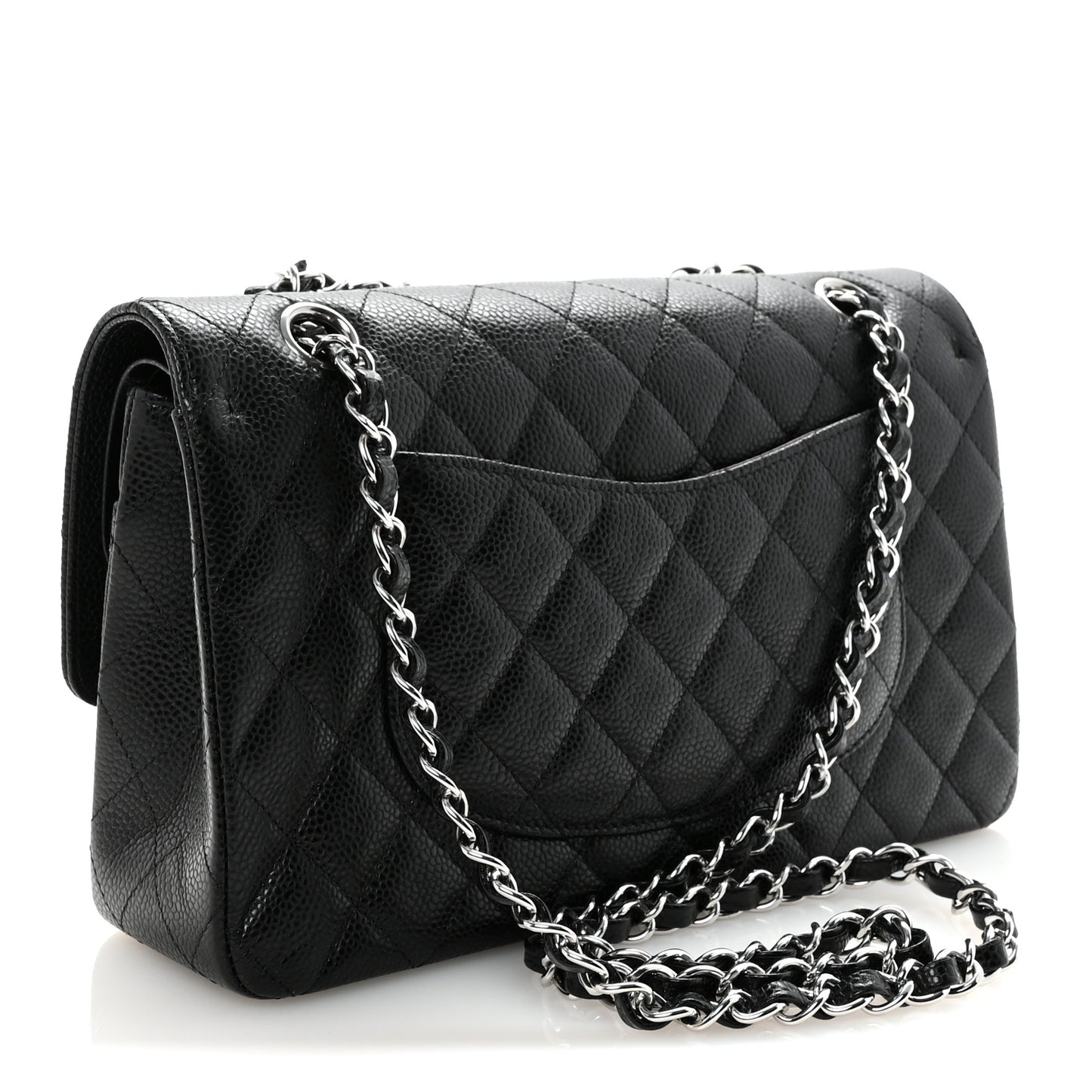 Caviar Quilted Medium Double Flap Black