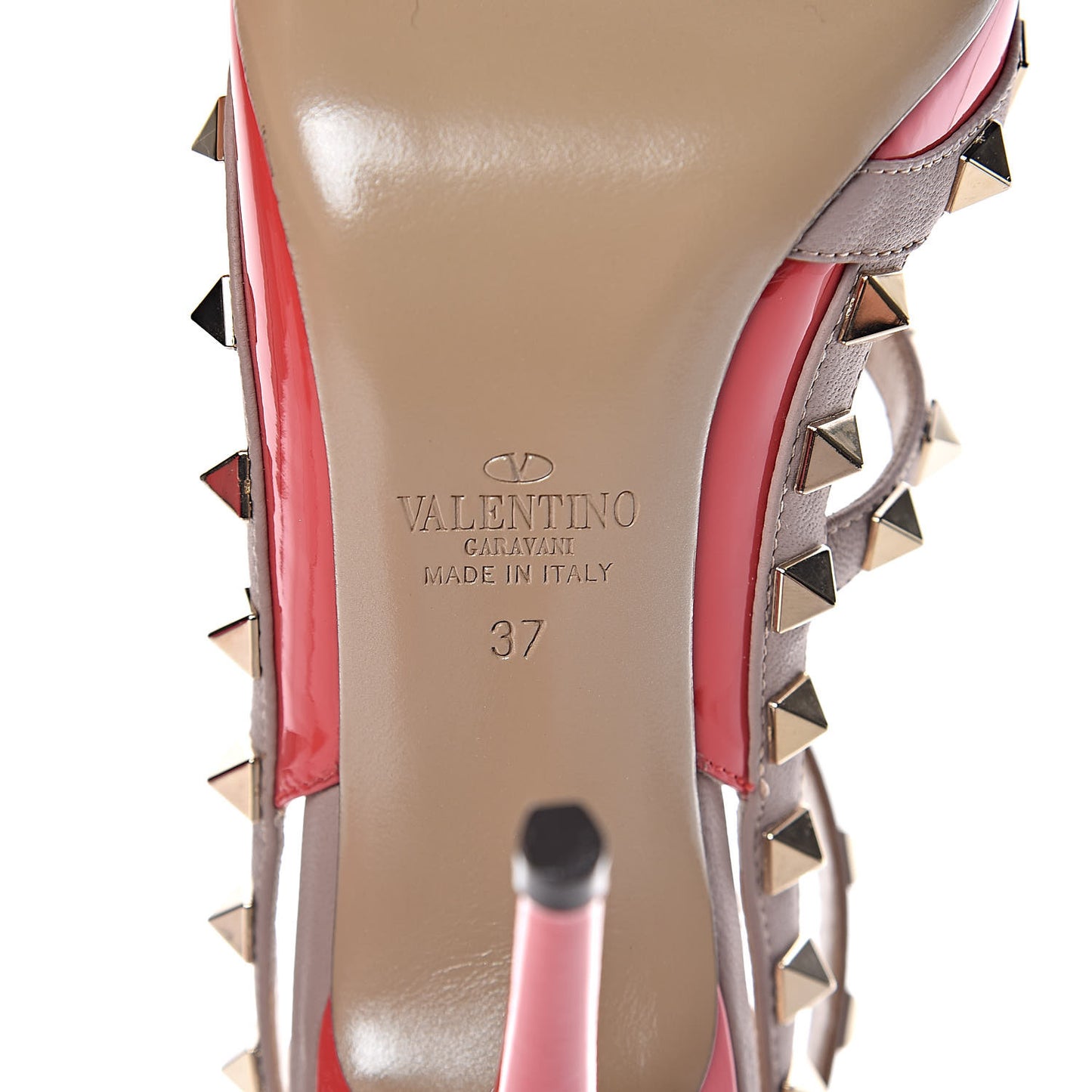 Patent Rockstud Ankle Strap Pumps 37 Rouge Poudre