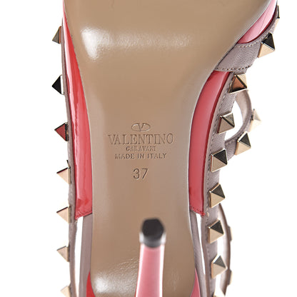 Valentino Garavani Patent Rockstud Ankle Strap Pumps 37 Rouge Poudre 6 of 8