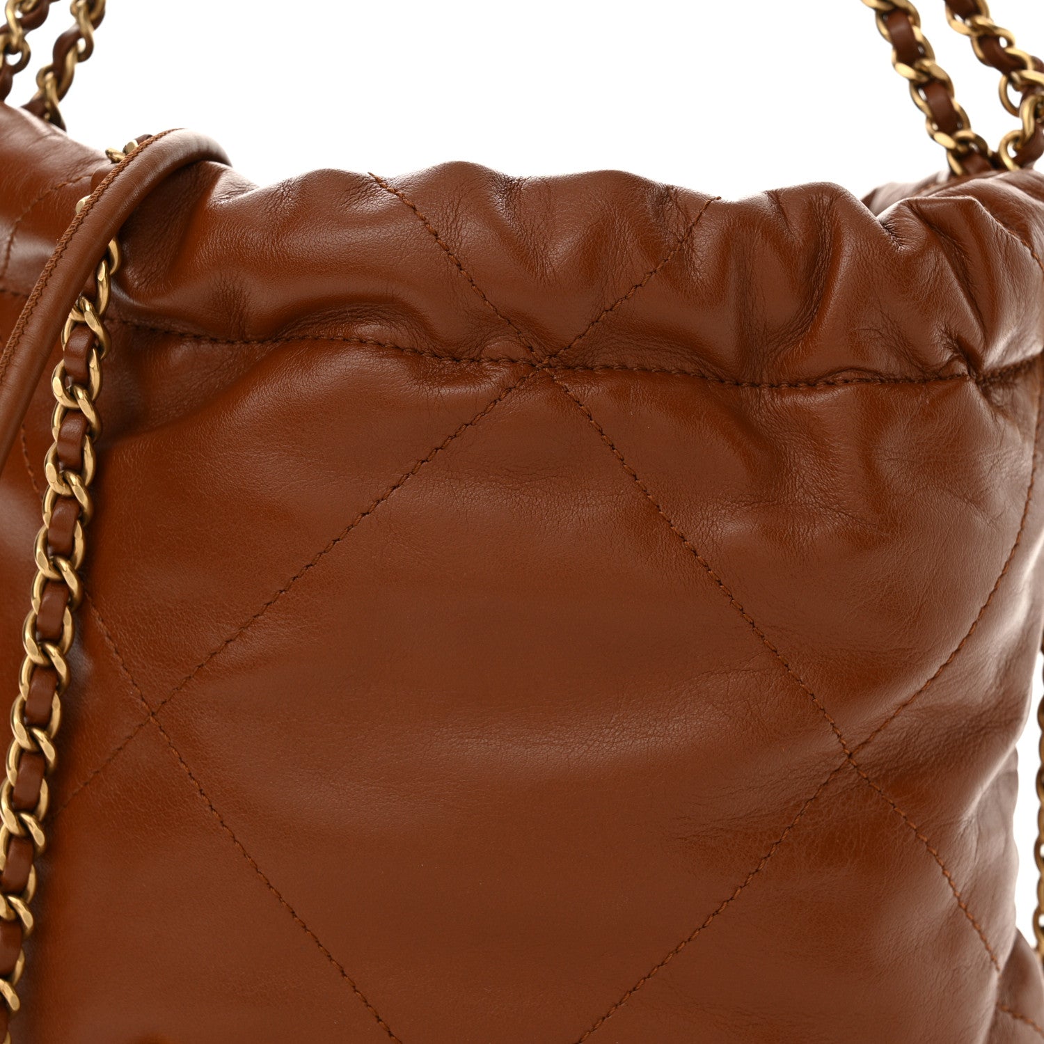 Chanel Shiny Calfskin Quilted Mini Chanel 22 Light Brown 8 of 10