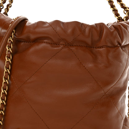Chanel Shiny Calfskin Quilted Mini Chanel 22 Light Brown 8 of 10