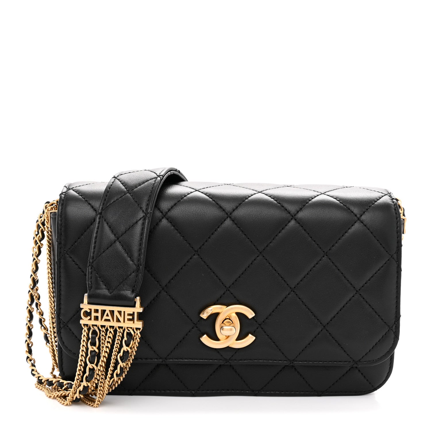 Chanel Lambskin Quilted Multiple Chain Flap Black 1 of 11