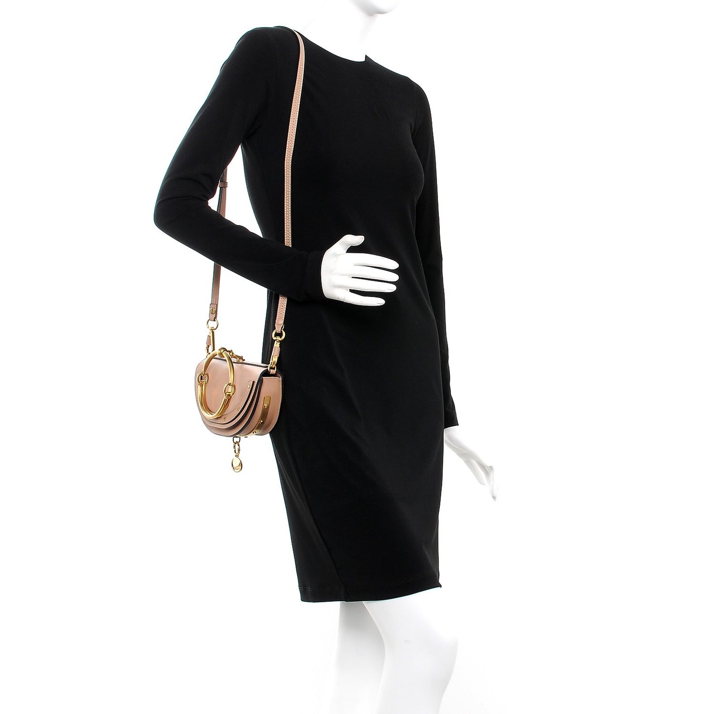 Calfskin Small Nile Bracelet Minaudiere Bag Biscotti Beige