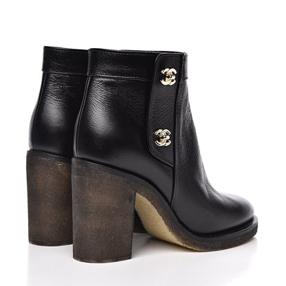 Chanel Goatskin CC Turnlock Ankle Boots Black 4 of 9
