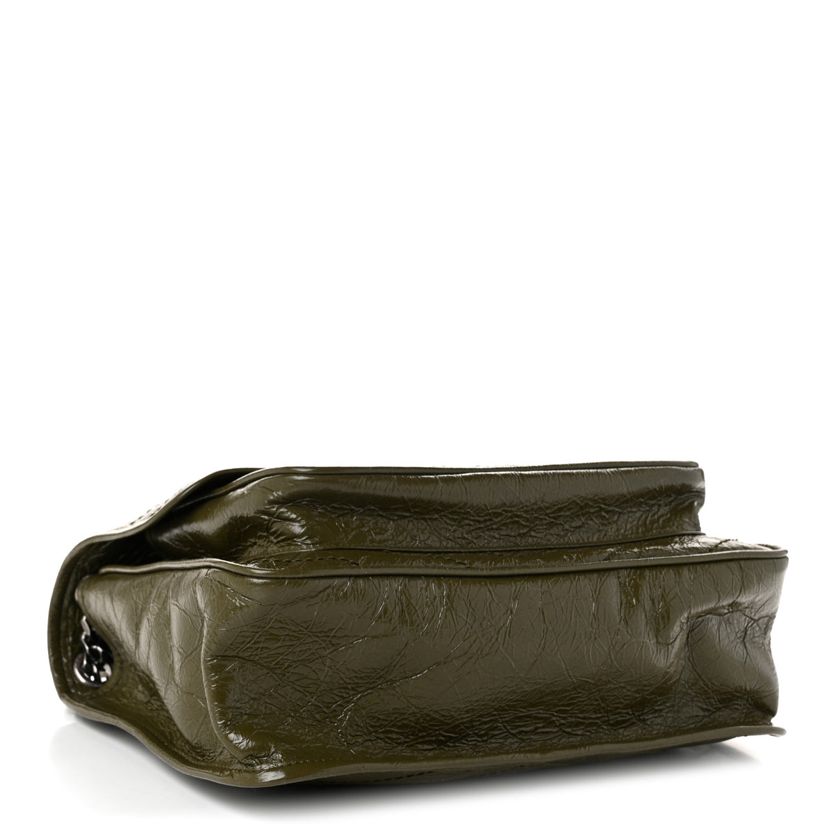 Crinkled Lambskin Matelasse Monogram Medium Niki Chain Satchel Military Olive