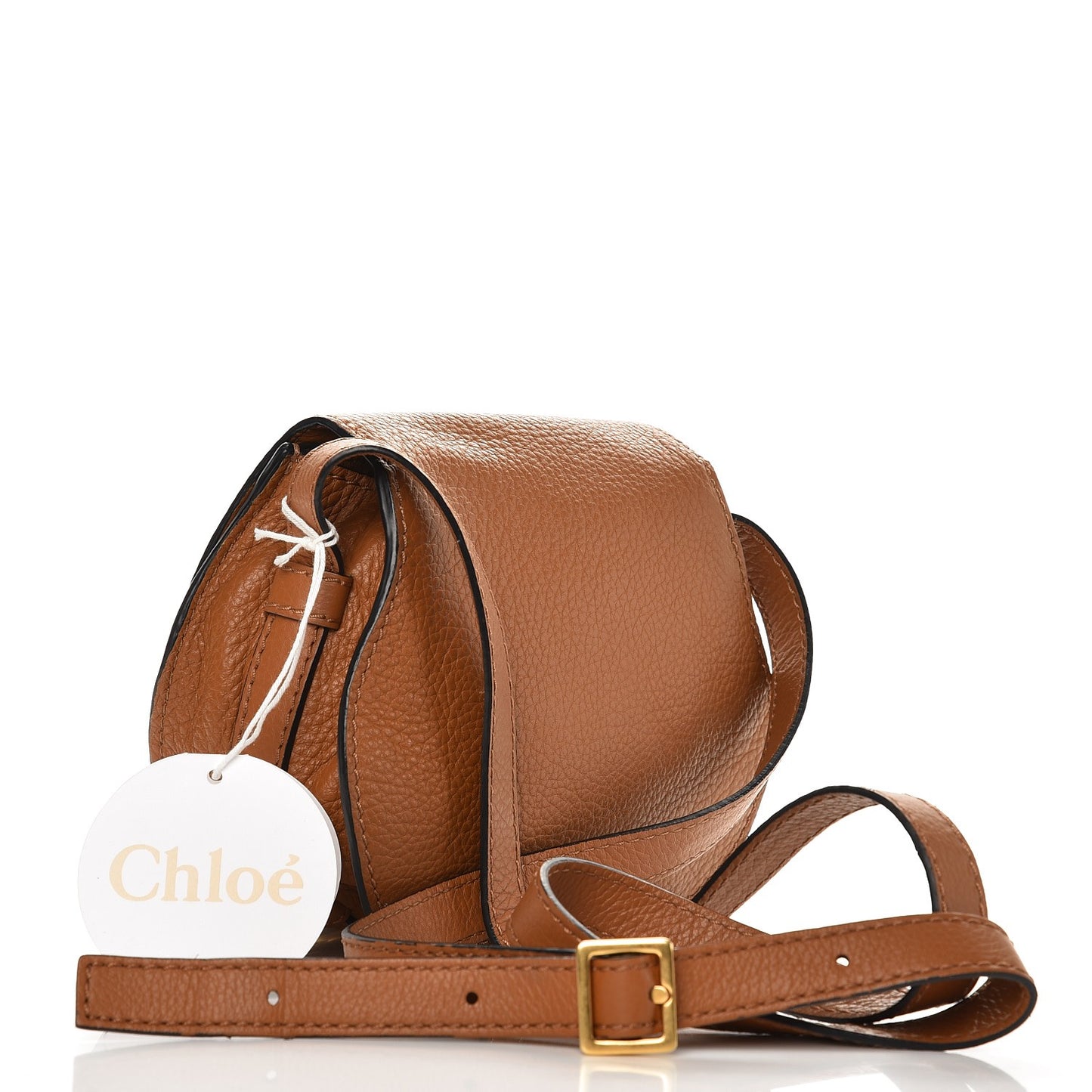 Calfskin Mini Marcie Round Crossbody Bag Mustard Brown