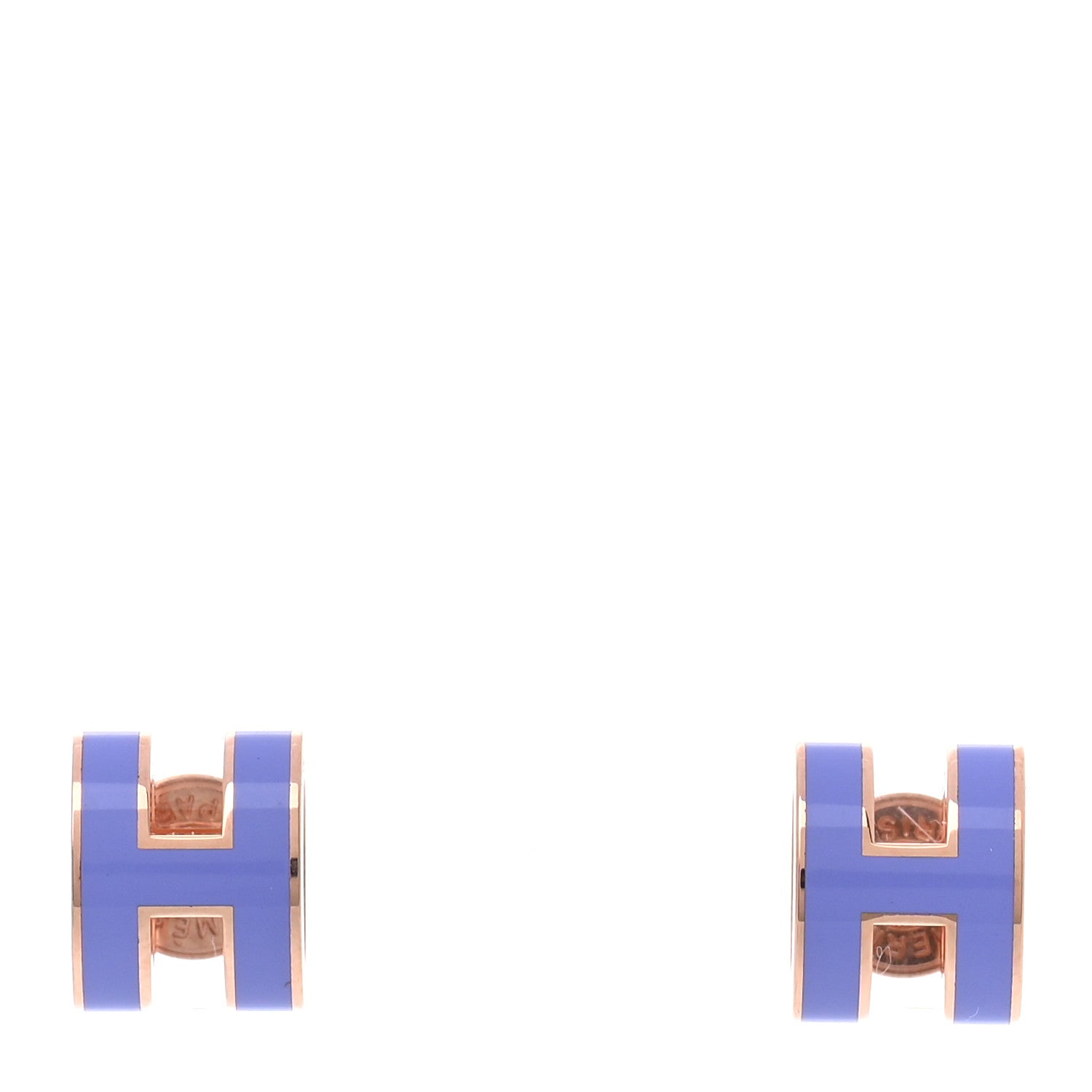 Hermes Rose Gold Lacquered Mini Pop H Earrings Lilac 1 of 6