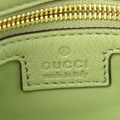 Gucci Roxy Calfskin Web Medium Blondie Top Handle Shoulder Flap Bag Salamander Green 6 of 12
