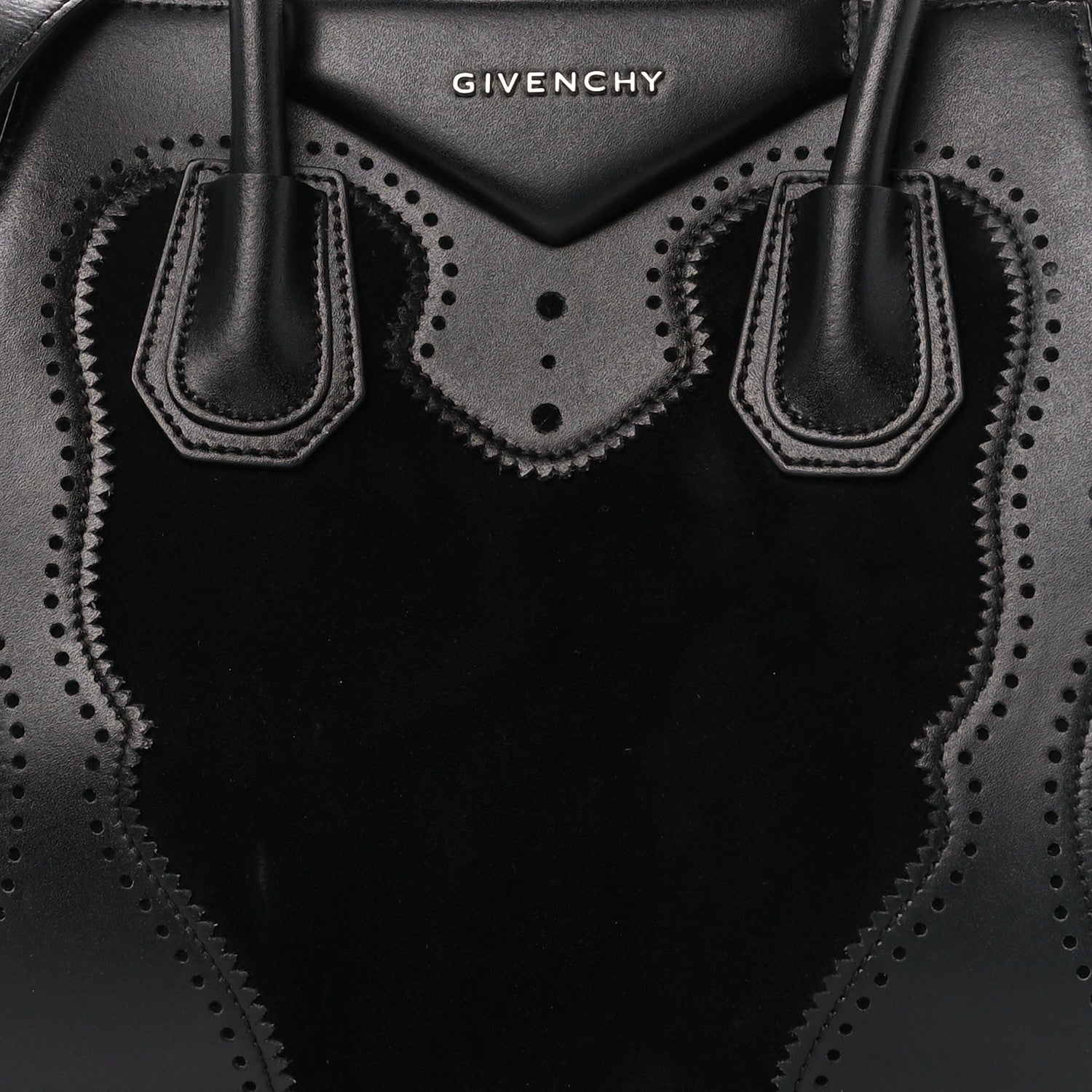 Givenchy Calfskin Suede Brogue Small Antigona Black 8 of 10