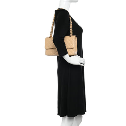 Chanel Caviar Quilted Medium Double Flap Beige 2 of 12