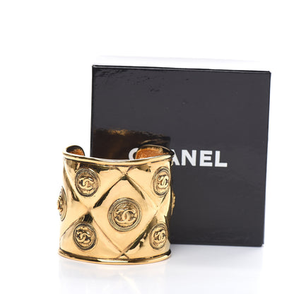Chanel Metal Quilted Wide CC Cuff Gold 4 of 4