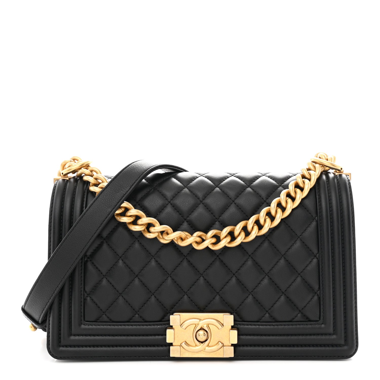 Chanel Lambskin Quilted Medium Boy Flap Black 1 of 10