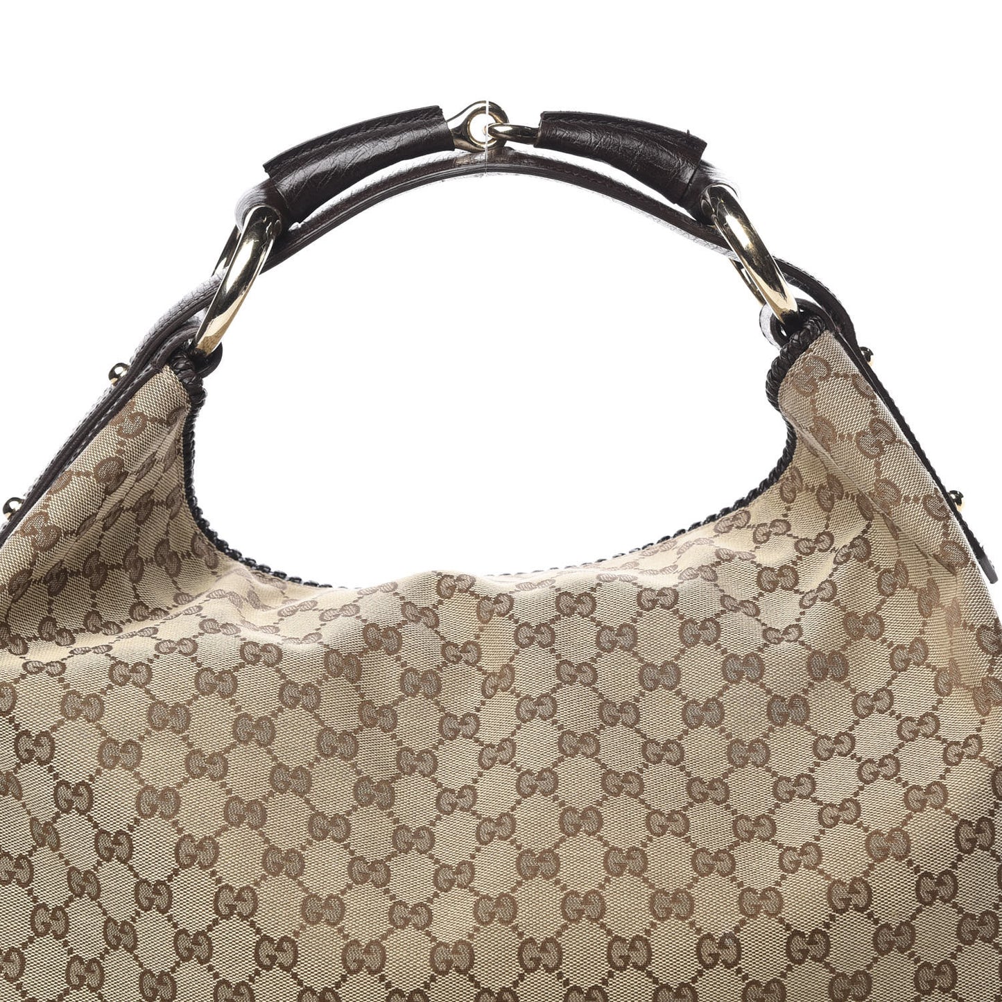Monogram Large Horsebit Chain Hobo Dark Brown