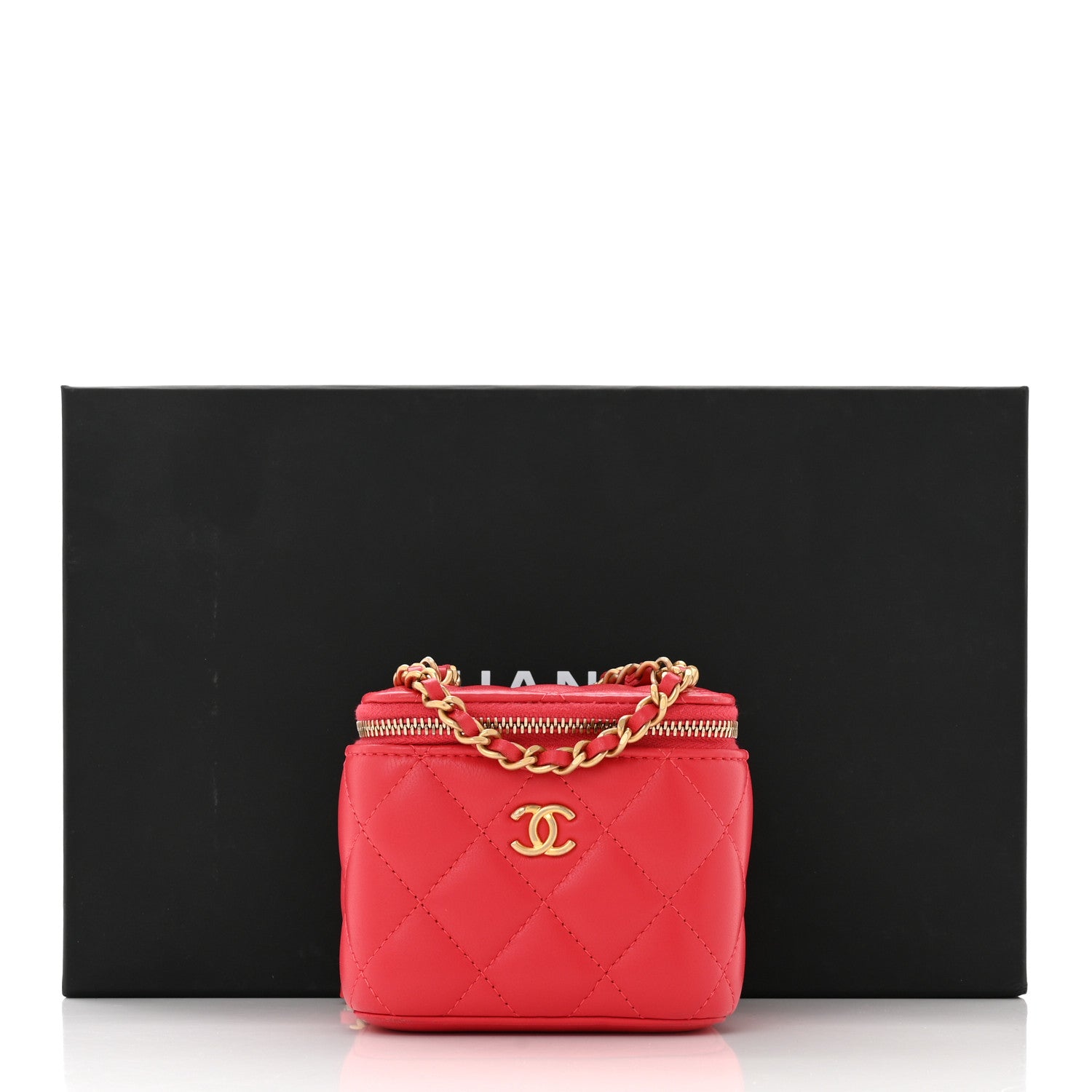 Chanel Lambskin Quilted Pearl Crush Mini Vanity Case With Chain Dark Pink 11 of 11