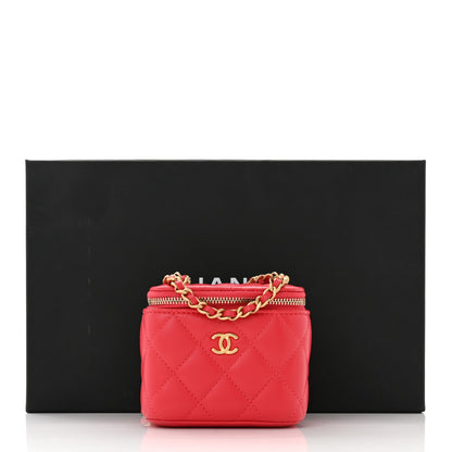 Chanel Lambskin Quilted Pearl Crush Mini Vanity Case With Chain Dark Pink 11 of 11