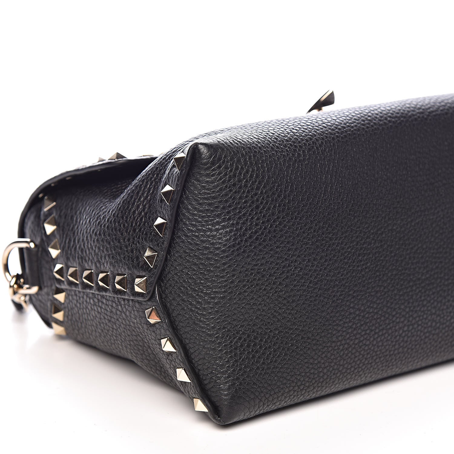 Valentino Garavani Pebbled Calfskin Rockstud Single Handle Flap Bag Black 7 of 10