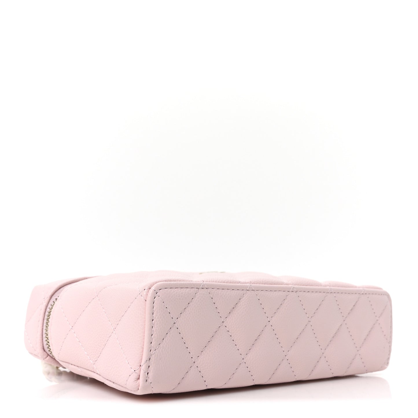 Caviar Quilted Top Handle Slim Vanity With Chain Light Pink