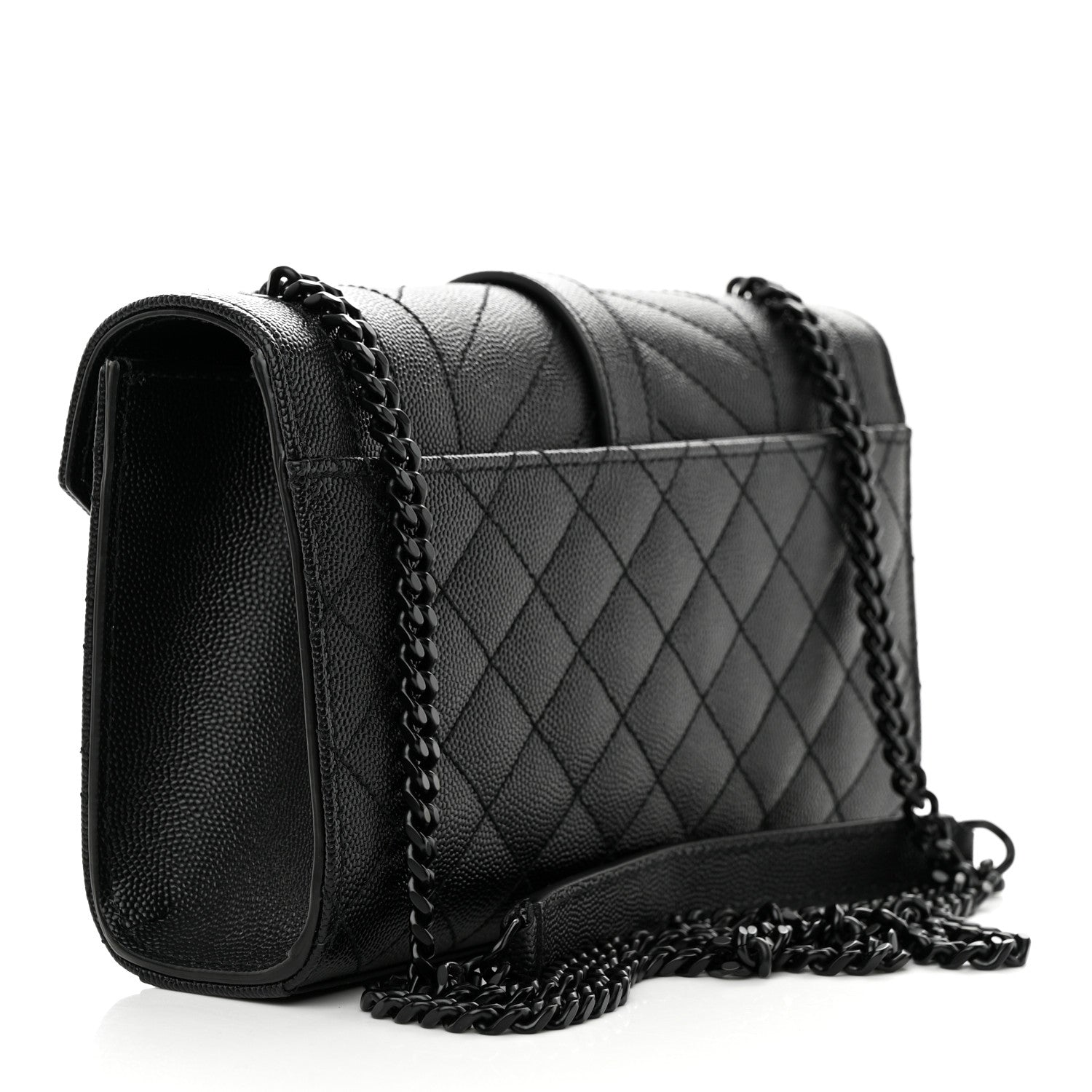 Saint Laurent Grain De Poudre Textured Mixed Matelasse Triquilt Small Monogram Monochrome Satchel Black 3 of 9