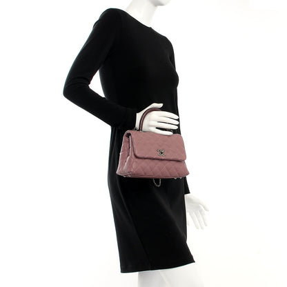 Chanel Caviar Lizard Quilted Mini Coco Handle Flap Pink 3 of 8