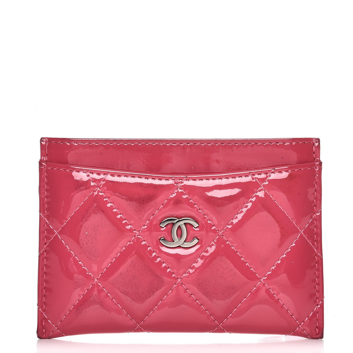 Chanel Patent Quilted Card Holder Fuchsia 1 of 14