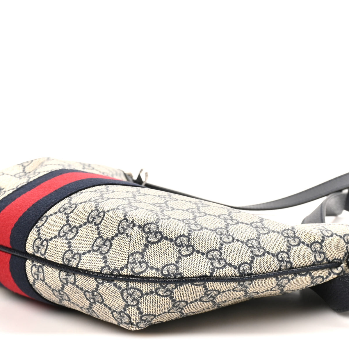 Gucci GG Supreme Monogram Textured Dollar Calfskin Web Small Ophidia Half Moon Hobo Beige Blue 10 of 10