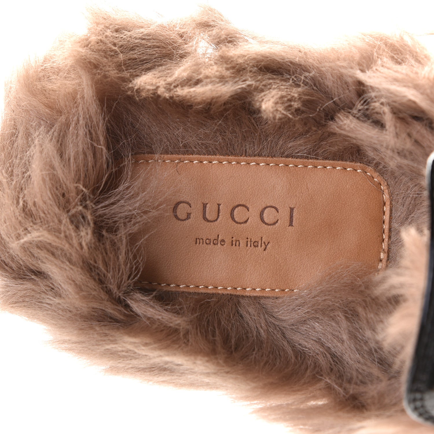 Gucci Patent Fur Womens Princetown Slippers 39.5 Black Natural 8 of 8