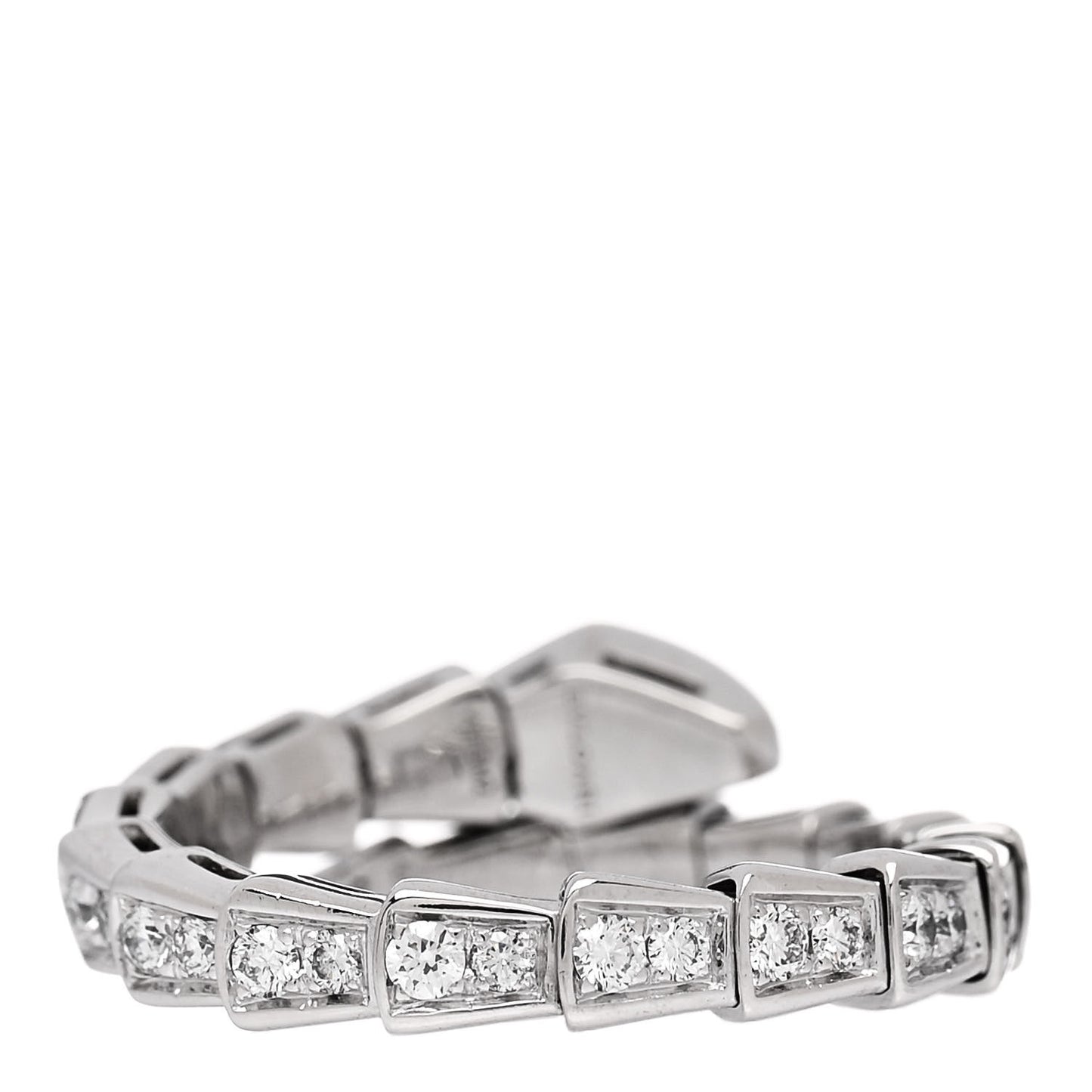 18K White Gold Diamond Serpenti Viper Pave Ring L