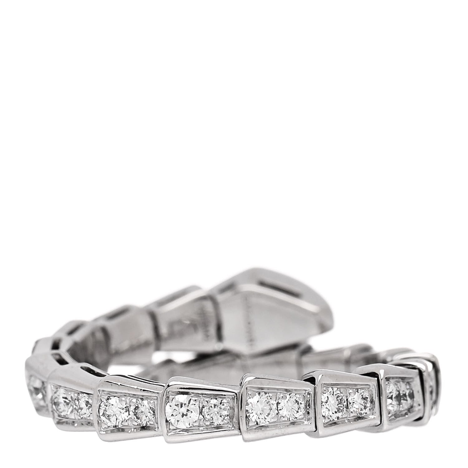Bulgari 18K White Gold Diamond Serpenti Viper Pave Ring L 3 of 4