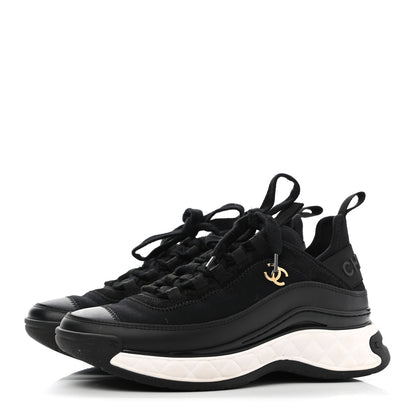 Chanel Velvet Calfskin Mixed Fibers CC Sneakers 35 Black 3 of 8