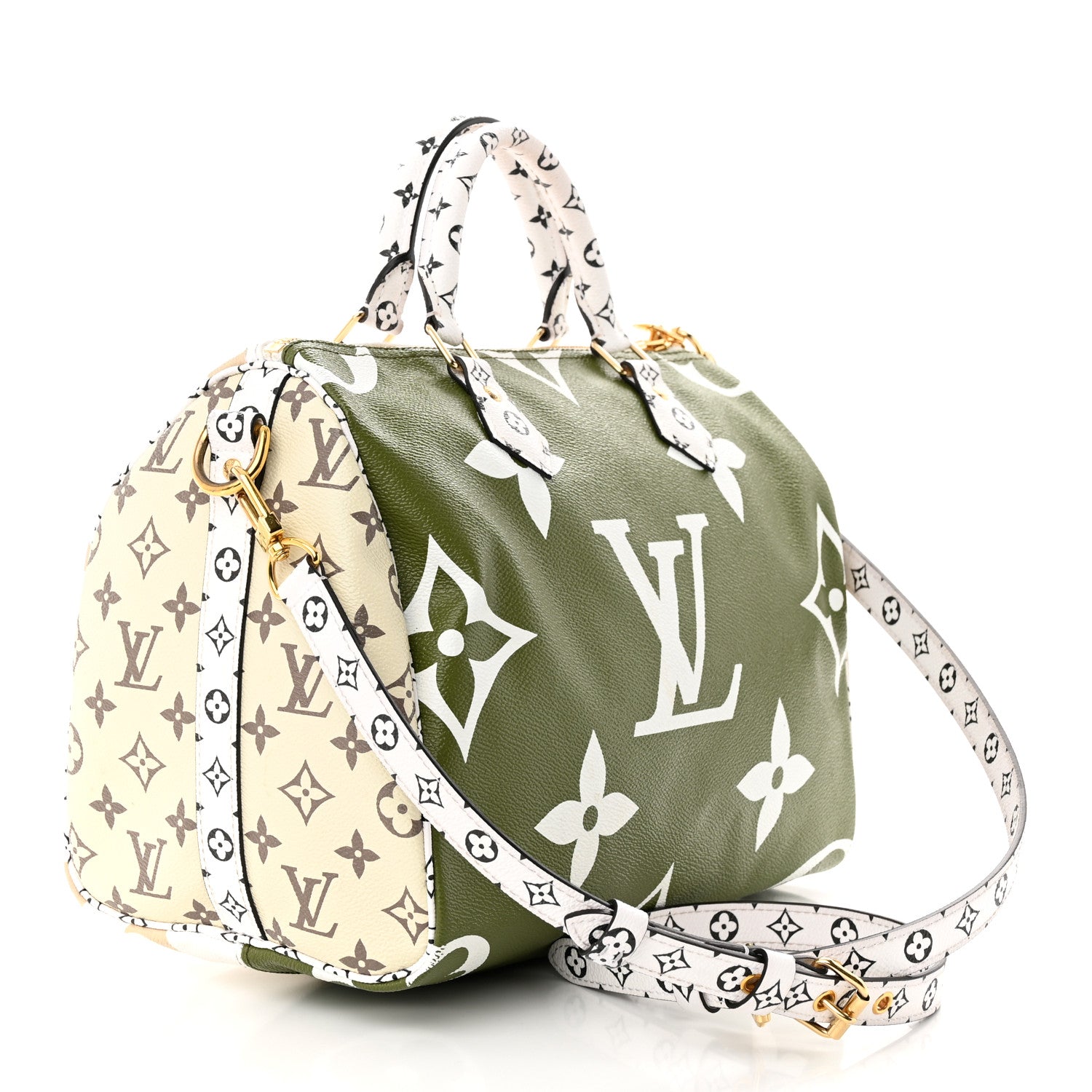 Louis Vuitton Monogram Giant Speedy Bandouliere 30 Kaki Beige 3 of 10