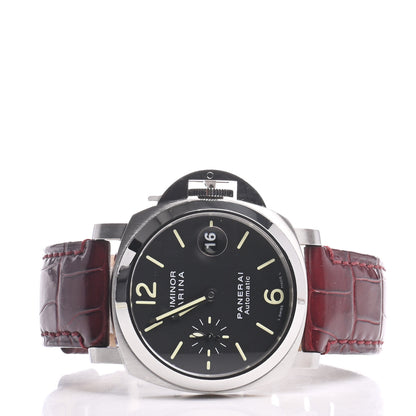Panerai Stainless Steel Alligator 40mm Luminor Marina Automatic Watch Black PAM00048 2 of 8