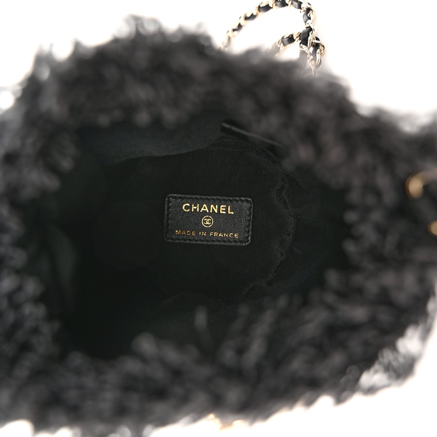 Denim Quilted Mood Mini Bucket With Chain Black Multicolor