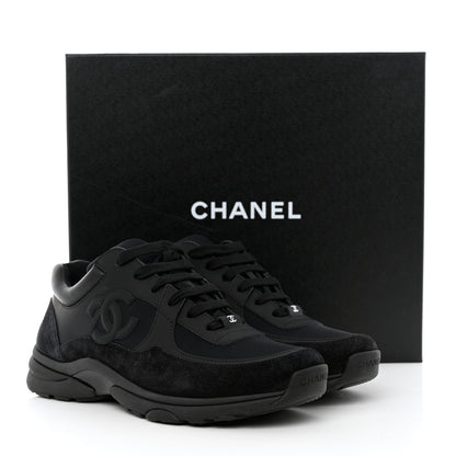 Chanel Fabric Calfskin Suede CC Sneakers 39 Black 9 of 9