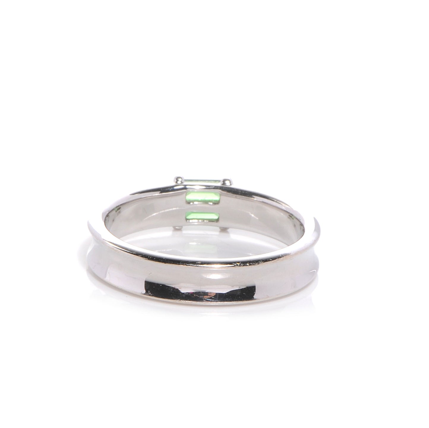 18k White Gold Green Tourmaline Stacking Ring 7.5
